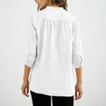 thumbnail image 6 of Cotton Linen 3/4 Length Sleeve Tops for Women Casual V Neck Shirts Lightweight Loose Blouses Business Casual Outfits Three Quarter Sleeve Pullover Solid Summer Vocation Clothes White S, 6 of 8