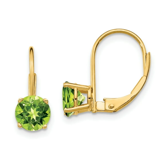 Primal Gold 14 Karat Yellow Gold 6mm Peridot Leverback Earrings