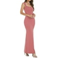 thumbnail image 3 of Women Long Fishtail Dress Casual Solid Color Low Cut Party Dress for Beach Cocktail Summer Streetwear, 3 of 8