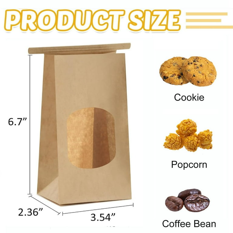 100-Pack 5x7 Inch Brown Kraft Paper Bags - Flat Treat Bags For Candy & Party Favors