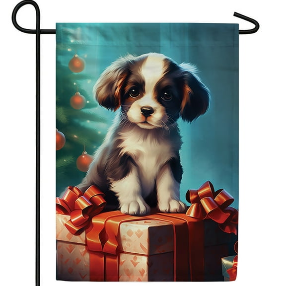 America Forever On Every Child's List Garden Flag, 12.5 x 18 inch Double Sided, Christmas Puppy Banner, Dog Present Tree Decorations, Pet Holiday Yard Flag