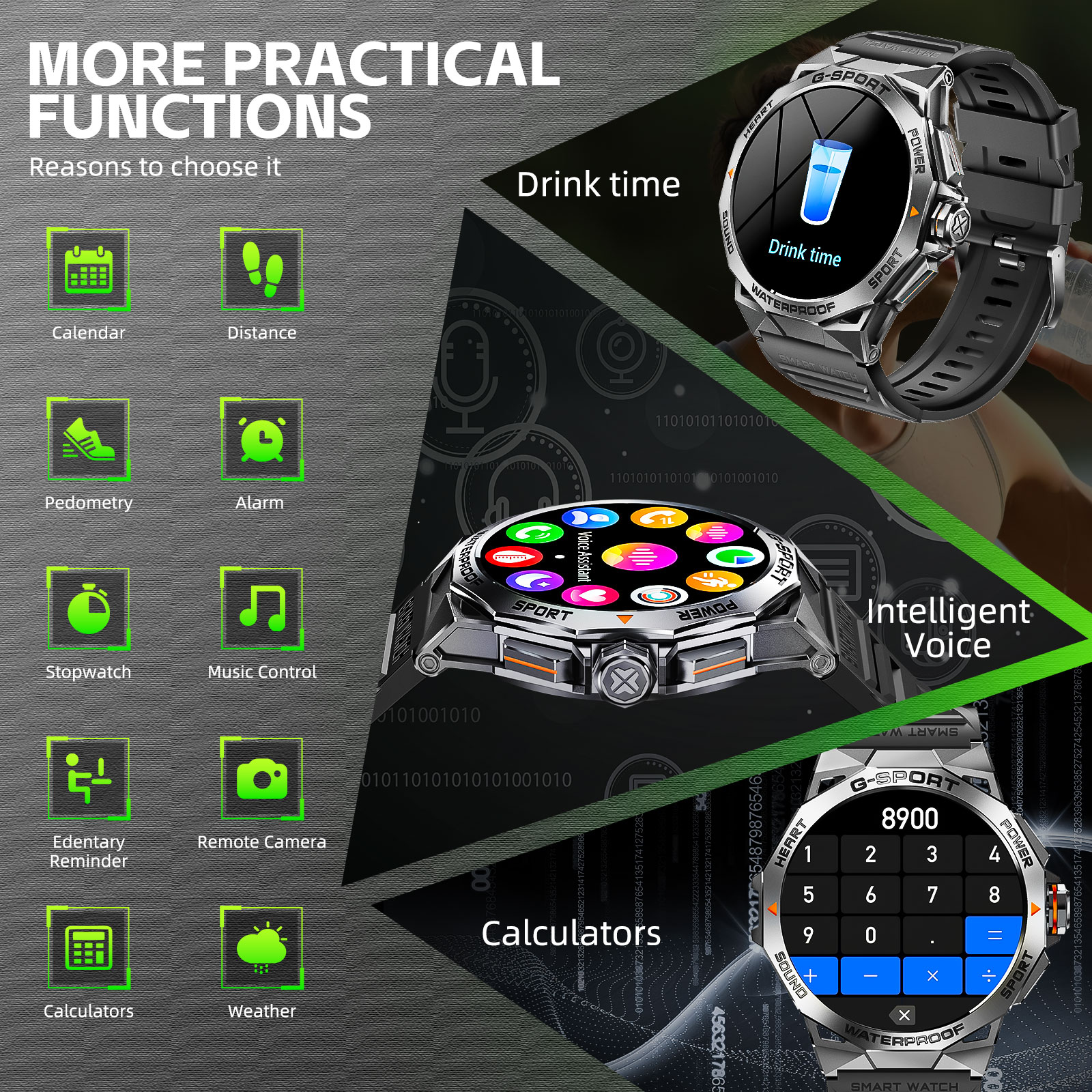 XAXRE Military Smart Watch for Men, 100+ Sports Modes Fitness Watch with AI Voice, 1.43" Smartwatch for iOS Android Phones