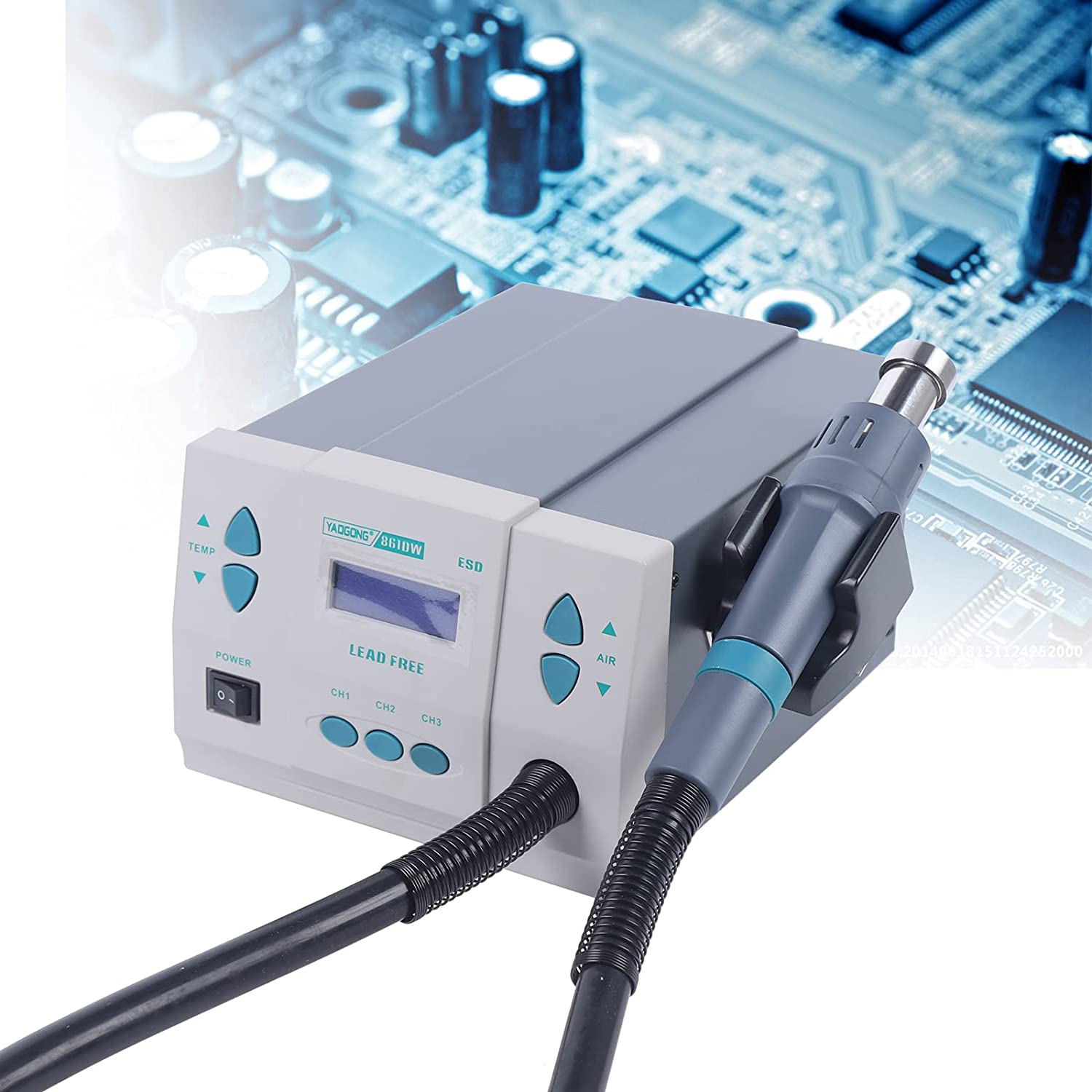 CNCEST 1000W 861DW Digital Heat Gun Air Rework Station Soldering Heat Gun 110V