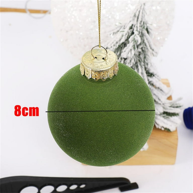 SDJMa 8 Pcs Velvet Christmas Balls Ornaments, Flocked Christmas Tree Ball  with Hanging Loop, Decorative Xmas Tree Decoration for Home Holiday Party