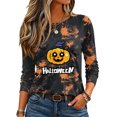 thumbnail image 3 of Halloween T Shirts for Women Long Sleeve Crew Neck Pumpkin Ghost Witch Print Fall Tunic Tops Casual Slim Fit Pullover Trendy Tee, 3 of 5