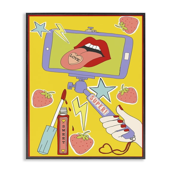 Stupell Industries Art Deco Super Sweet Retro Selfie Black Framed Giclee Art, 11 x 14, by Sangita Bachelet