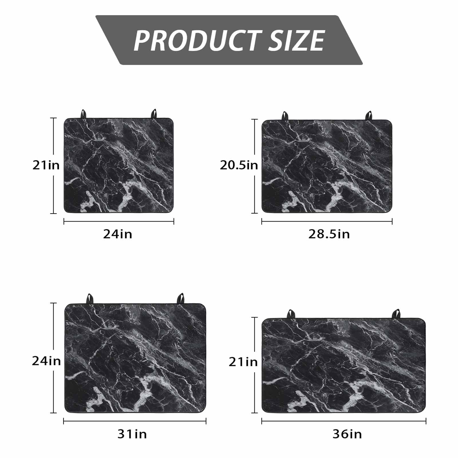 Black Marble Stove Top Cover for Electric Stove, Heat-proof & Non Slip Glass Top Stove Cover Protector, Vintage Minimalism White Abstract Texture Kitchen Flat Cooktop Rubber Mat 24x21 Inches