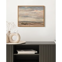 Drsoum Vintage Plain Landscape Wall Art 11x14in Natural Framed Classic Retro Countryside Prints Rustic Farmhouse Decorations for Living Room Bedroom