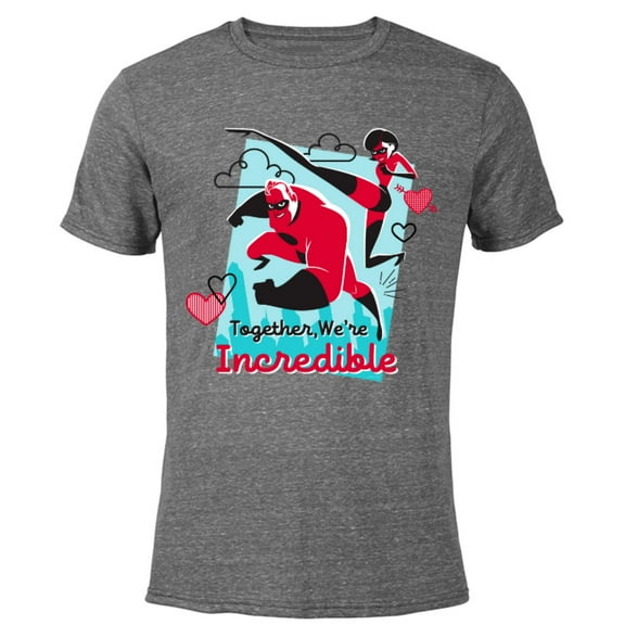 Disney and Pixar’s The Incredibles Valentine’s Day - Short Sleeve Blended T-Shirt for Adults – Customized-Dark Heather