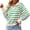 Green, variant on jinghuiyue Womens V Neck Sweater Long Sleeve Polo Striped Pullover Sweater Casual Knitted Loose Fall Tops M