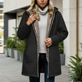 thumbnail image 2 of Fall Women Jacket Warm Lined Zipper Hooded Windbreaker with Pocket Outerwear Jackets Black, 2 of 4