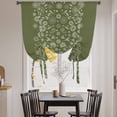 thumbnail image 3 of Japanese Tie Up Curtains for Windows, Adjustable Balloon Window Shades, Green Rustic Retro Pastoral Floral Leaves Kitchen Window Treatments Farmhouse Short Curtains with Rod Pocket 42"x45", 3 of 8