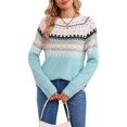 thumbnail image 3 of Women FairIsle Sweater Casual Vintage Crew Neck Knitted Sweater Cute Graphic Fall Pullover Jumper Tops S, 3 of 10