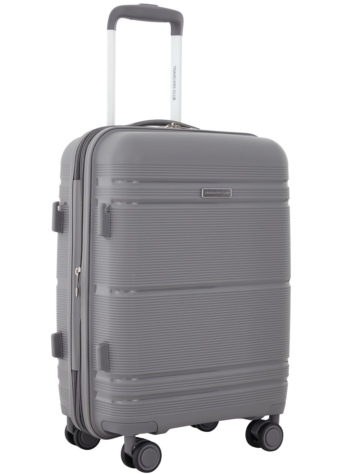 Travelers Club Lucian Collection 22-Inch Expandable Polypropylene Hardside Rolling Carry-on with 8 wheels, Quiet Shade Gray