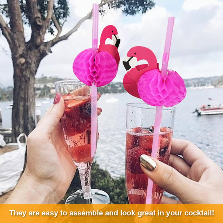 HANSGO Flamingo Paper Straw Decorations, 50 PCS Disposable Cocktail  Drinking Straws Decorative for Party Table Décor Luau Party