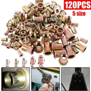 Juego Surtido De Tuercas De Remache Acero Inoxidable Galvanizado De 120 Piezas
