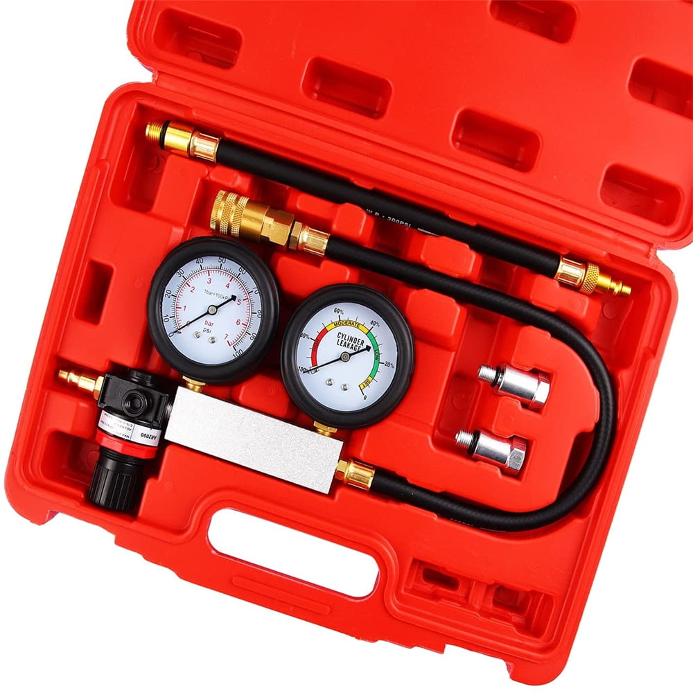 TU21 Compression Test Kit Engine Cylinder Dual Gauge Leakdown Tester