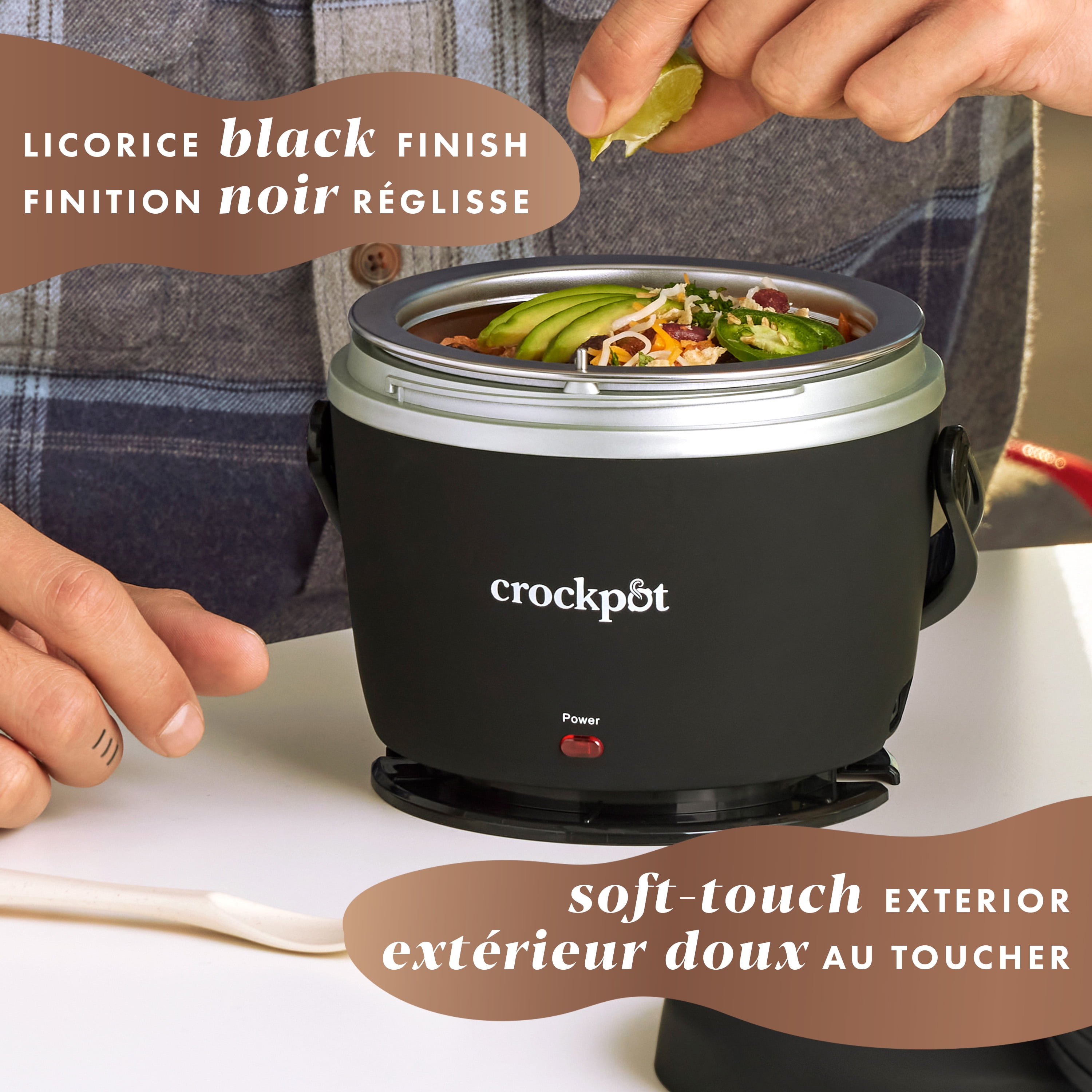 Boîte à lunch électrique Crockpot, chauffe-plats portable pour les déplacements, 591 mL, réglisse noire 1 unité