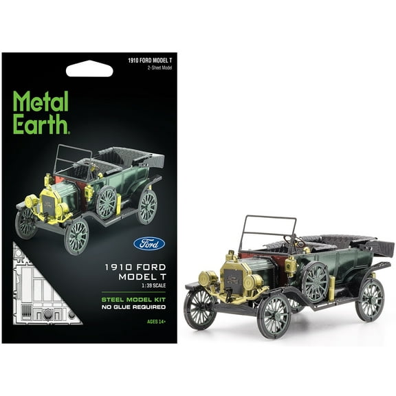 Model Kit 1910 Ford Model T Green (Moderate Difficulty) 2-Sheet Steel Model by Metal Earth