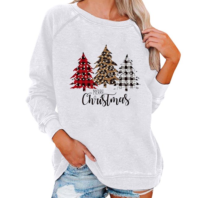 Gibobby Sudaderas Navideñas para Mujeres Sudadera con capucha de manga larga con estampado navideño para mujer(Blanco,G)