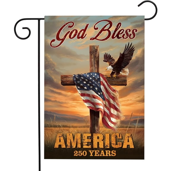 250th Anniversary USA Patriotic Flag - God Bless America 250 Merchandise, 1776-2026 Commemorative Garden Decoration, Double-sided America 250th Birthday Flags, 4th of July Memorial Day Garden Flag