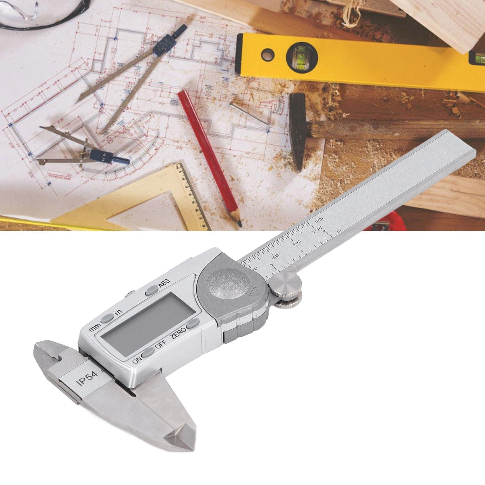 BIMZUC Digital Caliper Measuring Tool Industrial Electronic IP54 Waterproof Stainless Steel Precision Micrometer 0-100mm Range 0.0005in 0.005mm Resolution Easy Read LCD Display For DIY