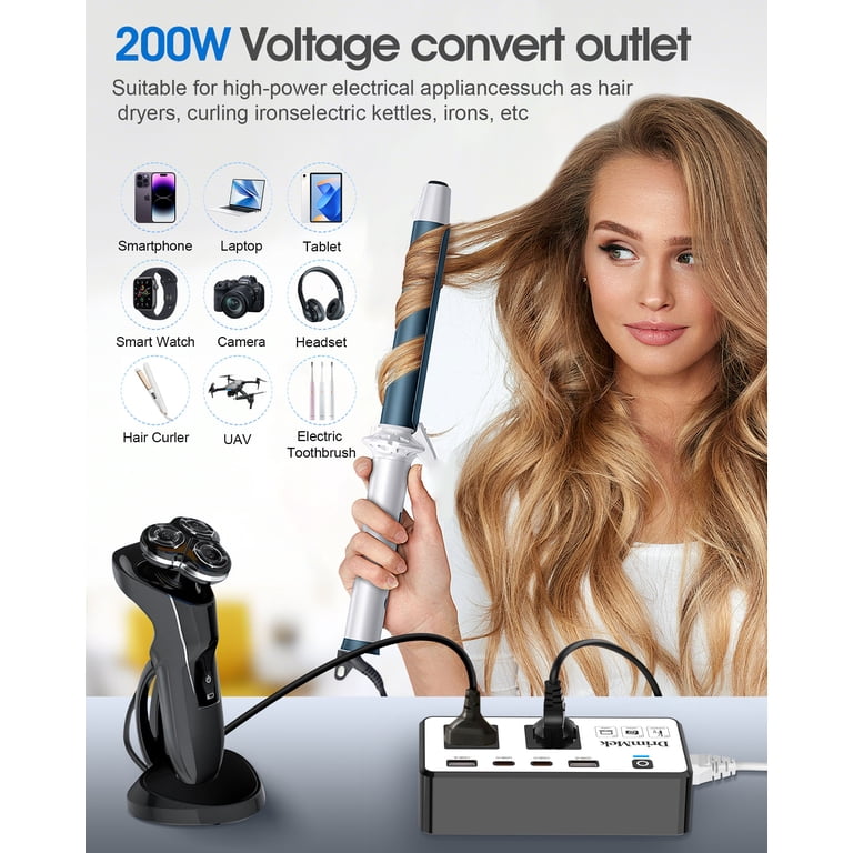 Hair Straightener Compatible to Europe’s Outlets Amazon.com: Upgraded 2000W 220V to 110V Converter for  main image 2
