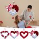 thumbnail image 1 of Guirnalda de pompones con forma de corazón de San Valentín | 20 bolas de lana afelpadas rojas, detalles de corazones acrílicos, decoración romántica reutilizable para habitación o fiesta, cordón, 1 of 7