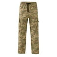 thumbnail image 5 of MDUKONU Boys Y2K Camo Cargo Pants Loose High Straight Leg Denim Pants with Pockets Size: 9-10 Years Khaki, 5 of 5