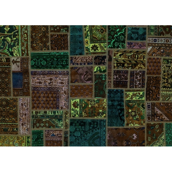 Ahgly Company Indoor Rectangle Oriental Turquoise Blue Modern Area Rugs, 7' x 9'