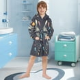 thumbnail image 5 of FORMRS Niños Bathrobe Unisex Hooded Robe Soft Plush Pajamas Sleepwear, Size 7-9T, Black Record, 5 of 7