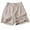 Beige, variant on Solitary Button High Waist Pleated Linen Eco Fabric Shorts For Women Solid Color Wide Leg Bermuda Shorts Side Patch Pockets Cool Casual Shorts For Work Daily Travel