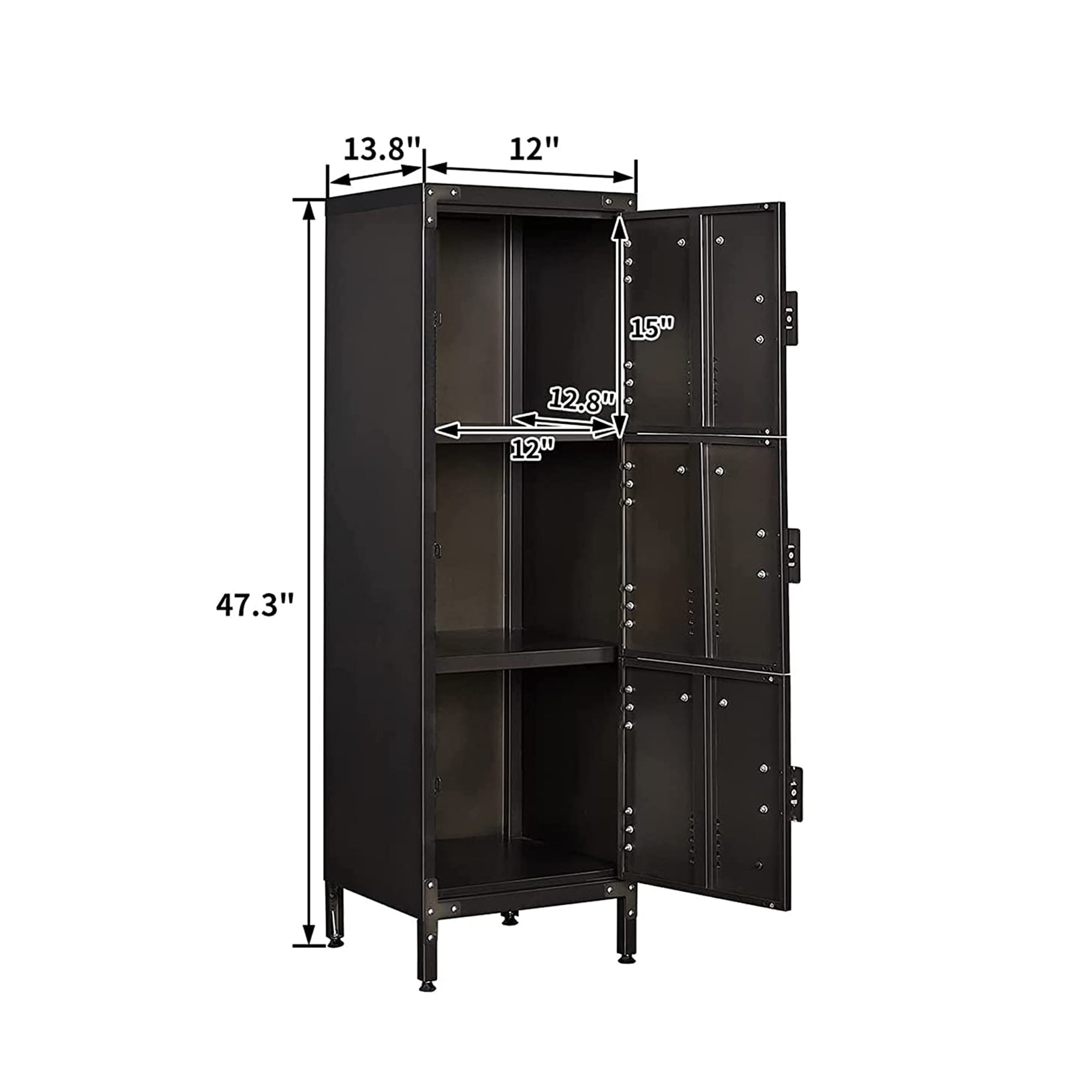 Fesbos Metal Storage Locker Cabinet with 1 Door, Steel Wardrobe Cabinet  with Hanging Hooks, Locker for Bedroom, Home Office, Gym and Changing Room