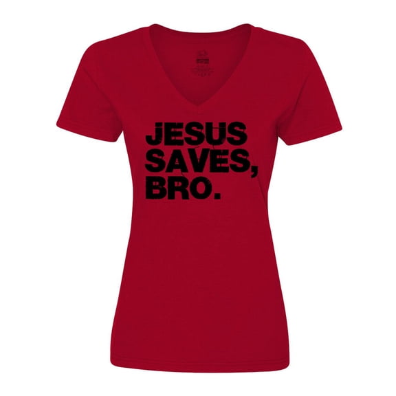Inktastic Jesus Saves Bro Christian Women's V-Neck T-Shirt