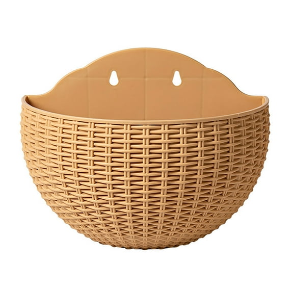 CreativeArrowy European Style Rattan Wall Hanging Semicircular Flower Pot Hanging Flower Basket Balcony Wall Hanging Hydroponic Flower Pot