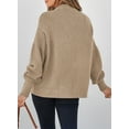thumbnail image 4 of Eytino Women's Sweater Long Lantern Sleeves Sweater Crewneck Cable Knit Casual Oversized Pullover Tops Beige, 4 of 10