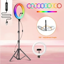 ZOMEI 10" Selfie Ring Light with 43" Adjustable Tripod & Phone Holder - RGB Color Modes, Stepless Dimming, Perfect for Makeup/Photography/Video Recording