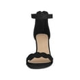 thumbnail image 6 of BLISSFUL STEP Women's Sandals Ankle Strap Scalloped Decor Block Heels Sandals Black 11, 6 of 7