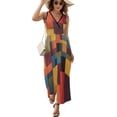 thumbnail image 2 of Modern Art Colorful Squares Dress Summer Street Style Bohemia Long Dresses Female Sleeveless Printed Maxi Dress, 2 of 9