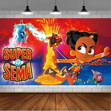 Super Sema Backdrop Banner Party Supplies Poster Movie Theme Background for Photography Birthday Decorations