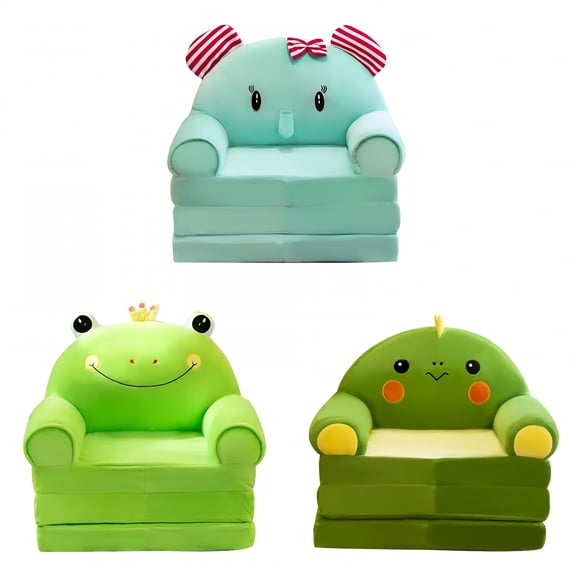 LAMIRO 3 PCS Toddler Chair Kids Sofa Toddler Sofa Kids Couch Fold Out 2 in 1 Flip Out Couch and Mini Sofa for Girls and Baby Couch for 1-4 Year Olds - Cute and Comfy Baby Sofa A   B   E