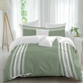 thumbnail image 2 of Dark Sage Green Duvet Cover Set, Farmhouse Sage Green White Striped Soft Duvet Cover Twin Size Bedding Set 4 Pieces, 1 Quiltcover and 2 Pillowcases with Zipper, 1 Bed Sheet for All Seasons, 2 of 9