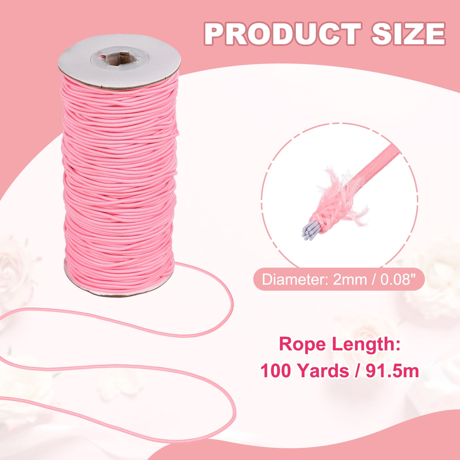 Uxcell Stretchy String for Bracelets, Elastic Crystal Thread Stretch Elastic Beading Cord 2mm & Peach Pink-Fitting For(Bracelets/Sewing/Beading/Necklace/Jewelry Making/Crafts DIY)