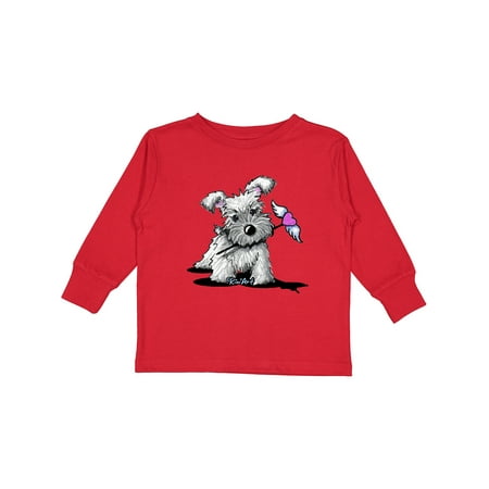 

Inktastic Schnauzer With Heart Boys or Girls Long Sleeve Toddler T-Shirt