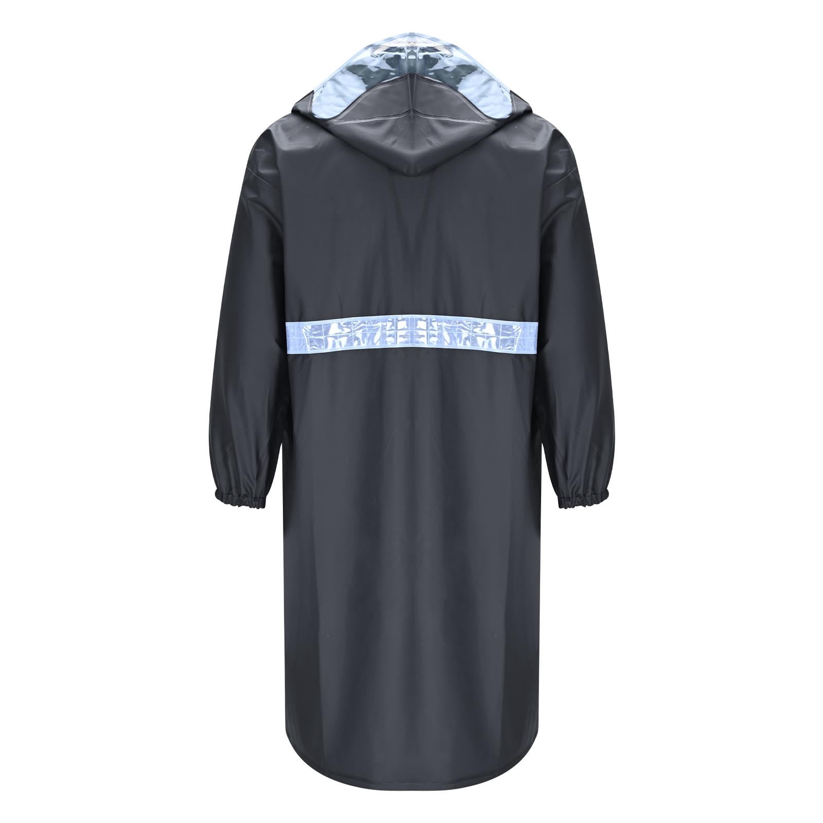 KeShDi Long Safety Rain Coats with Air Vents Reflective Stripes Hooded Raincoats Poncho Rainwear for Waterproof Work Rainstorm Proof PVC Hiking Raincoat Reflective Strip Navy 3X