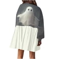 thumbnail image 5 of Fartey Womens Halloween Dress Loose Cute Ghost Graphic Lonng Sleeve Crew Neck Pullover Midi Dresses Fashion Fall Patchwork Pleated Sweatshirt Dress 2024, 5 of 5