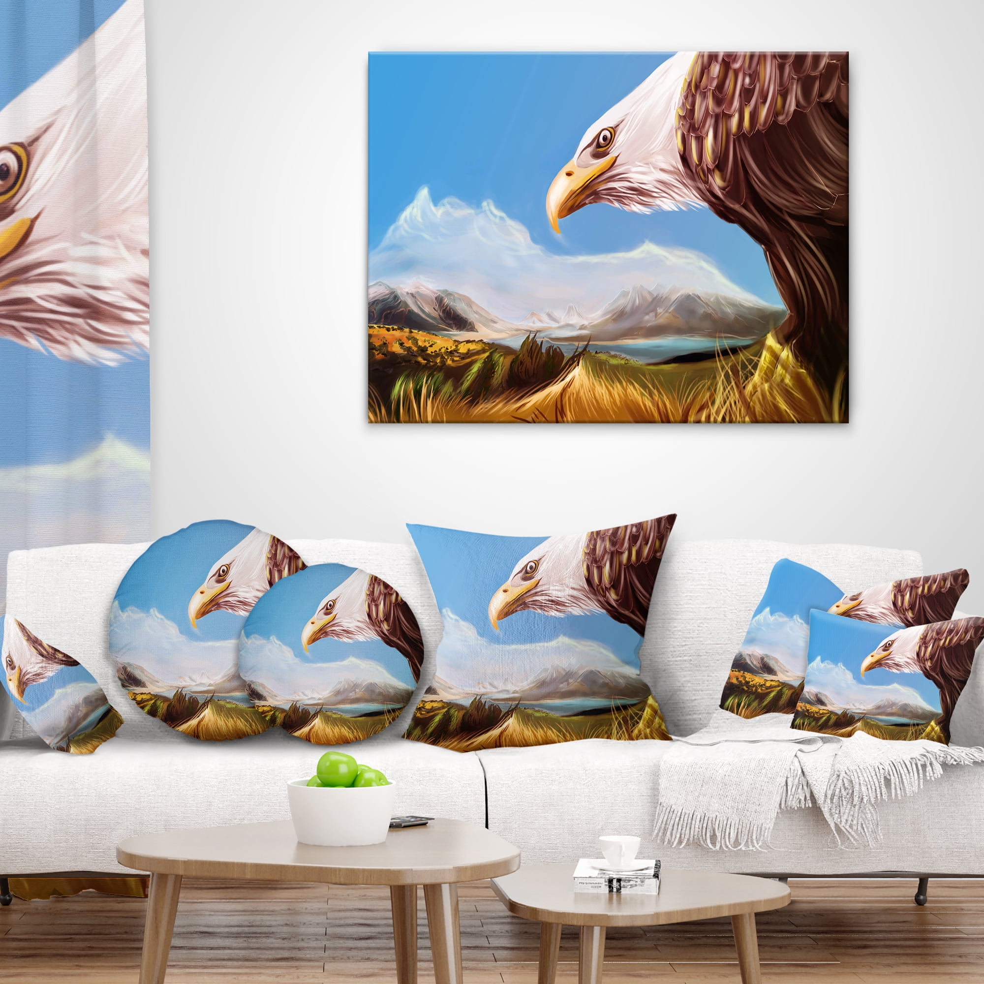 Designart Eagle Flying in Sky - Animal Throw Pillow - 18x18