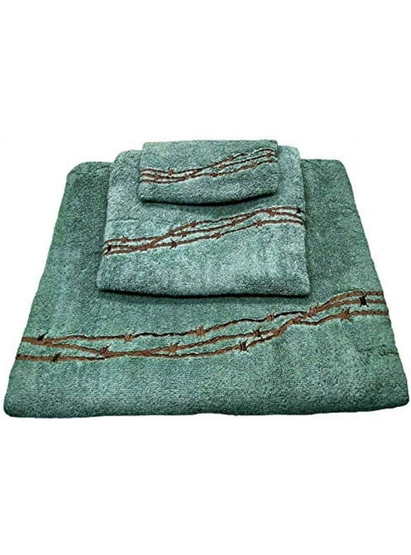 HiEnd Accents Embroidered Barbwire 3 Piece Bath Towel Set