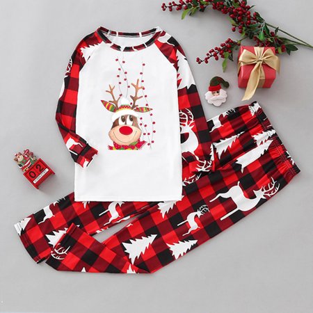 

Christmas Gifts Women Mom Family Christmas Pajamas Cute Christmas Print Pajamas Plaid Holiday Pajamas Set Parent Child Polyester Red Xl