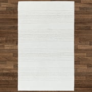 Better Homes & Gardens Solid Stripe White Nylon Bath Rug, 20"x32"